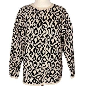 Magaschoni Black and Cream Cheetah knit sweater